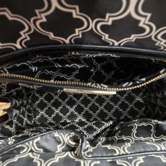 Miztique Black Vegan Backpack Purse/Gold Zipper/snap front pocket/pockets inside - Picture 8 of 9